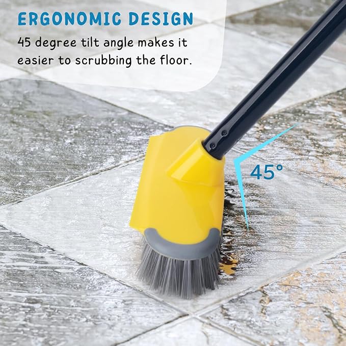 Shower Scrub Brush, Deck Brush with Long Handle, Grout Brush with Long Handle, 49'' Tile Cleaner Tool for Shower, Bathroom Floors