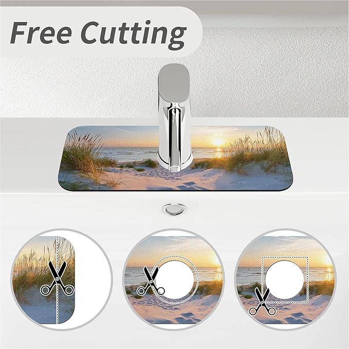 Kitchen Sink Splash Guard，sunset over the sea Faucet Mat Sink Gadgets-Super Absorbent Fast Drying Mat Drip Catcher for Kitchen, Bathroom,Sink Mat, Dish Drying Mat, Bathroom(15" X 5.5" )