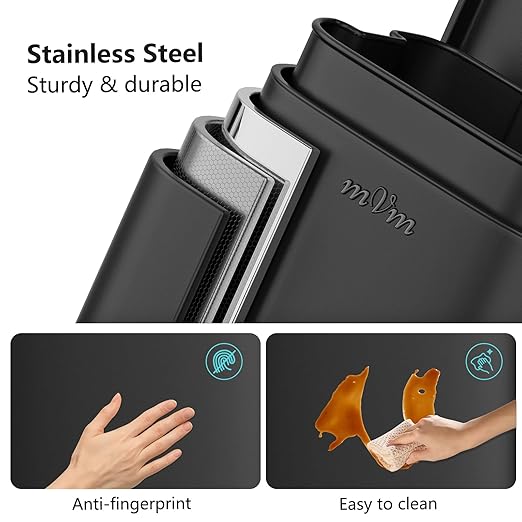 mVm 8 Gallon Trash Can Set, Tall and Small Black Trash Can 13 Gal Set, Smooth Edge Garbage Bin for Home Office (Black)