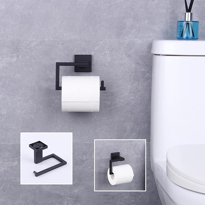 GERZ Bathroom Toilet Paper Holder SUS 304 Stainless Steel Matte Black Tissue Paper Roll Holder Wall Mount JG1905-BK