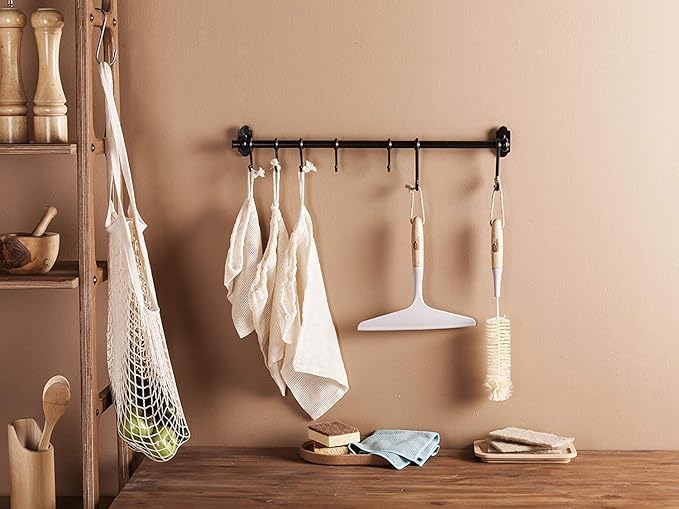 York ECONATURAL Bamboo Shower Squeegee Removes Excess Water from Large Glass Surfaces - Glass Panes, Shower Cubicles Without Leaving Stains, Brown