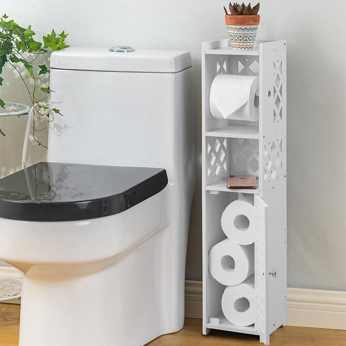 Toilet Paper Storage: Toilet Paper Holder Stand with Roller for Small Space,White