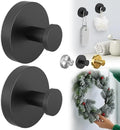 Luxe Hold No-Drill Hooks, 2024 Upgraded Suction Cup Hooks, Stainless Steel Waterproof Suction Cup Hooks for Shower, Bathroom, Hanging Towels, Mounting on Glass Shower Doors, Tile, Mirrors (Black*2)