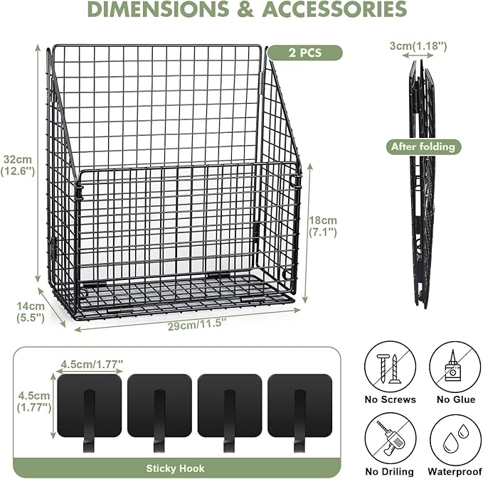 Large Bath Toy Storage, Metal Bathtub Shower Toy Holder, Foldable bath Tub Toy Organizers, Bathroom Toy Storage with Drainage for Sorting Toys/Clothes/Toiletries (2pc black)