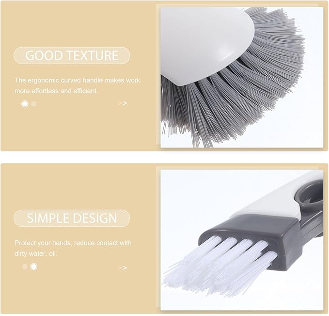 Small Cleaning Brush for Washing Machine and Bathroom Floor, Dual-Head Scrub Brush with Detachable Handle, Multi-use Home Cleaning Tool for Tight Gaps and Tile Grout Random Color