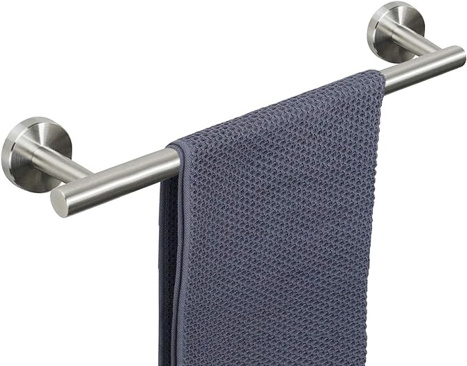NearMoon Bath Towel Bar, Thicken Stainless Steel Shower Towel Rack Holder Wall Mounted for Bathroom, 18-lnch Overall Length-16-lnch Usable Hanging Space (2 Pack, Brushed Nickel)