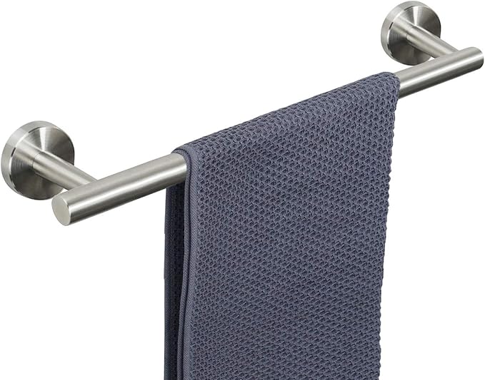 NearMoon Bath Towel Bar, Thicken Stainless Steel Shower Towel Rack Holder Wall Mounted for Bathroom,18-lnch Overall Length-16-lnch Usable Hanging Space (1 Pack, Brushed Nickel)