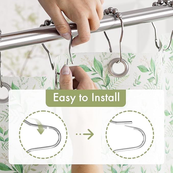 Amazer Shower Curtain Rings, Rust-Resistant Metal Shower Hooks Ring Shower Rings for Curtain Rolling Shower Curtain Hooks for Bathroom Shower Rod Shower Curtain Hangers, Set of 12, Chrome