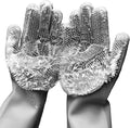 Silicone Dishwashing Gloves, Pet Grooming Rubber Scrubbing for Dishes, Sponge Wash Cleaning with Scrubbers (13.6" L)