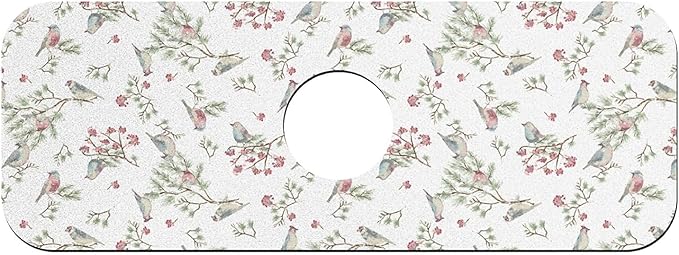 Faucet Draining Mat For Kitchen Sink, Vintage Watercolor Birds Diatom Mud Absorbent Drain Pad For Bathroom Kitchen Sink Splash Guard Drying Mat