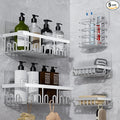 5-Pack Adhesive Shower Caddy, Rustproof Stainless Steel Organizer for Bathroom Storage with Large Capacity, No Drilling Bathroom Caddy with Soap Toothbrush Holder for Kitchen Home White
