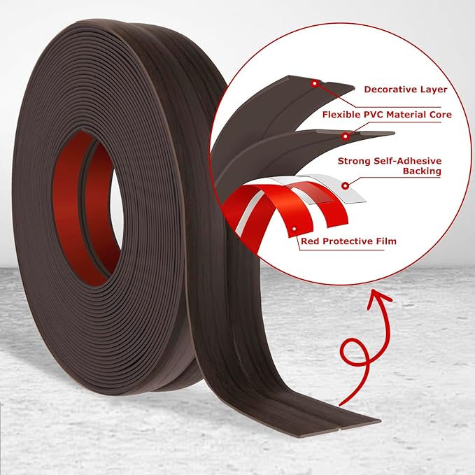 Flexible Wall Corner Protector Moulding Trim Peel and Stick Wall Corner Guards Edge Protector Self Adhesive Molding Trim Strip for Edge Ceiling (Dark Walnut Wood Grain, 1.6 in x 40 Ft)