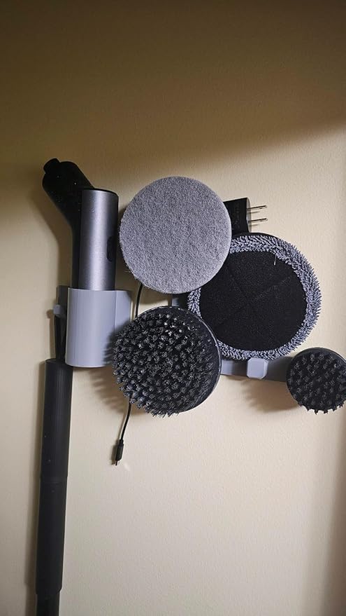 Wall Mount Holder for Hoto Wand Cordless Spin Scrubber, Space-Saving Tool Rack Storage Organizer, Hold Scrubber Accessible and Off Countertops | Keeps Bathroom & Kitchen Tools Neat (Black)
