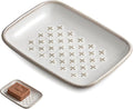 Premium Ceramic Soap Dish Holder - Large 5.5 Inch Soap Saver Tray with Non-Slip Base, Multi-Use for Bar Soap, Sponge & Jewelry - Elegant Gift for Bathroom, Kitchen, Shower Countertop - Creamy White