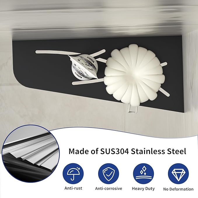 Corner Shower Shelf 12" Matte Black 304 Stainless Steel Quadrilateral Corner Shelves Recessed Bathroom Storage Shampoo Holder Organizer Kitchen Shelf Rack 2 Pack, No Drilling Needed