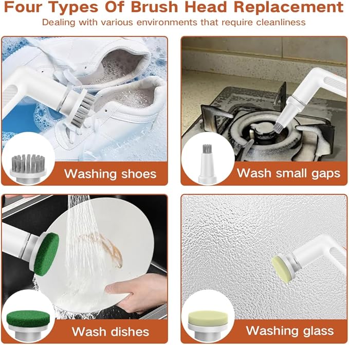 Electric Spin Scrubber, Bathroom Scrubber Shower Scrubber for Cleaning Tub Tile Floor Window Kitchen Sink, Power Scrubber Cleaning Brush with 5 Replaceable Brush Heads