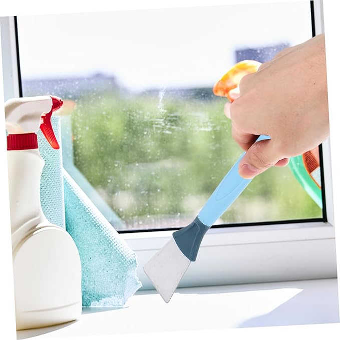 Mobestech Groove Cleaning Brush for Detail Cleaning Multi-Functional Crevice Brush with Scraper for Bathroom Kitchen and Sliding Door Tracks Ergonomic Design Hard Bristles