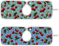 2 PCS Kitchen Sink Splash Guard 14.9 Inch Faucet Mat for Kitchen Sink Bathroom Sink Faucet Absorbing Drip Drain Mat Pad Microfiber Soft Washable Green Blue Cherry and Polka Dots