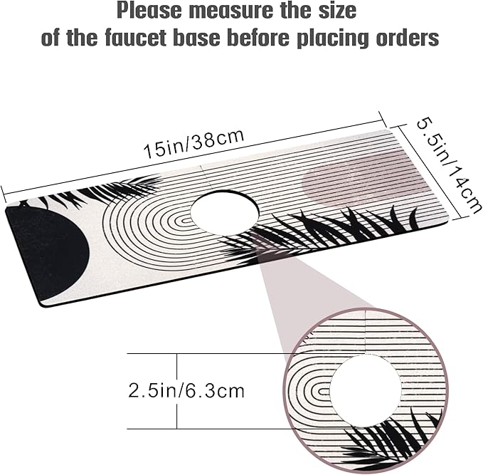 Sink Faucet Absorbing Mat, 2 Pack Drying Mat Around Faucet Sink Splash Guard Behind Faucet Sinkmat For Kitchen Bathroom Island Rv 15 * 5.5 Inch (38 * 14 cm)