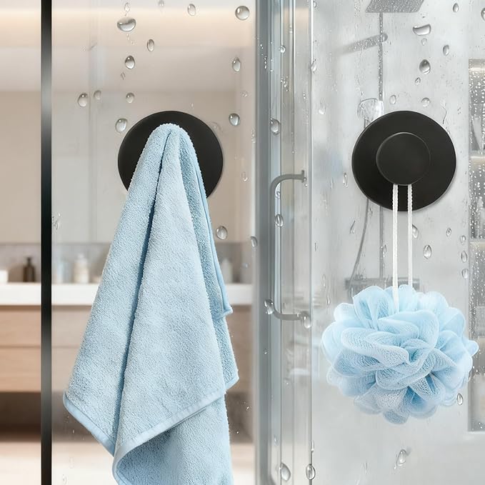 Eyesoul Hold No-Drill Hook Stainless Steel Waterproof Suction Cup Hooks for Shower Bathroom Kitchens Hanging Towels Suction Cup Hooks