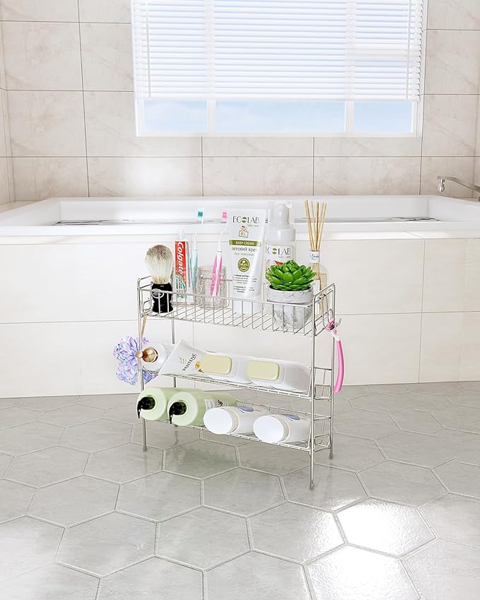 YQh 3-Tier Bathroom Counter Organizer, shower storage, corner shower shelf,shower caddies，Stainless steel material, durable and rust - free