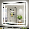40x36 Inch LED Bathroom Mirror with Black Frame, Backlit & Front Lit, Anti-Fog Lighted Bathroom Vanity Mirror for Wall, Memory Function, Dimmable, HD Tempered Glass, Shatter-Proof