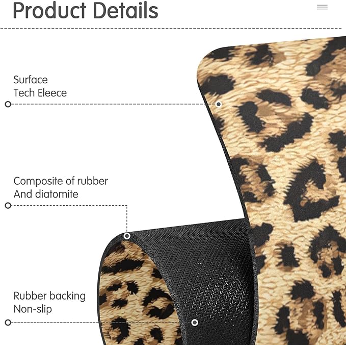 Kitchen Sink Splash Guard 2 PCS 30 Inch Sink Faucet Mat Splash Guard for Bathroom Countertop Water Absorbent Foldable Cuttable Soft Washable Classical Leopard Print