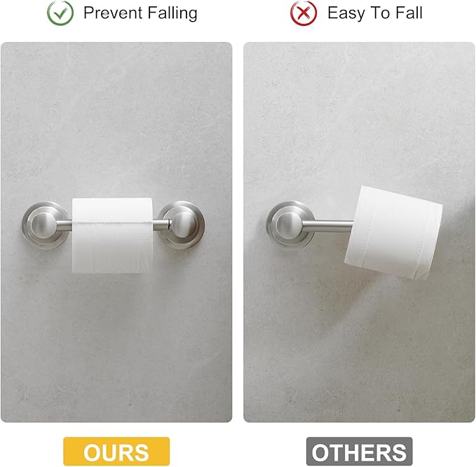 BESy Wall Mounted Toilet Paper Roll Holder Rustproof Tissue Paper Holder Bathroom Flexible Pivoting Tissue Handle Toilet Tissue Roll Holder, Brushed Nickel, Stainless Steel