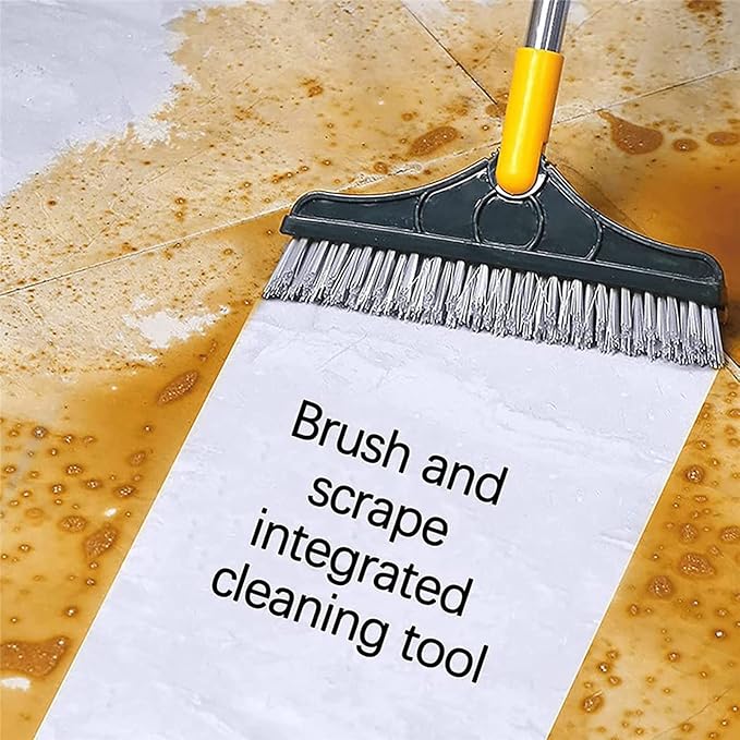 Floor Scrub Brush with Long Handle - 2 in 1 Long Handle Scrub Brush,Adjustable V-Shaped Floor Brush Scrubber, 120 Degree Triangular Rotating Brush Head Shakven