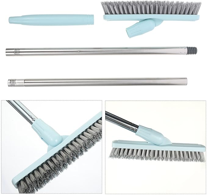 Long Handle Floor Crevice Grout Brush with Stiff Bristles Rotatable Tile Scrub Brush for Bathroom and Kitchen Cleaning