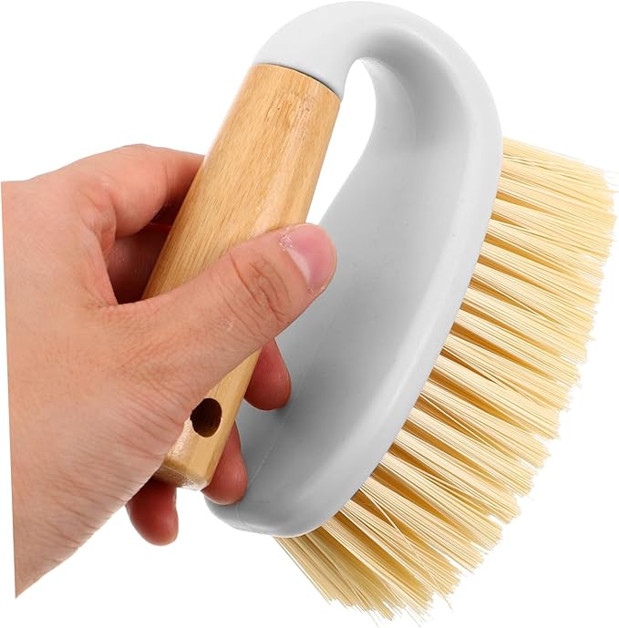 GANAZONO Multi-Function Hard Scrubbing Brush with Wood Handle for Bathroom Kitchen Tile and Floor Crevices Portable Compact Cleaning Tool for Narrow Spaces and Grout Lines
