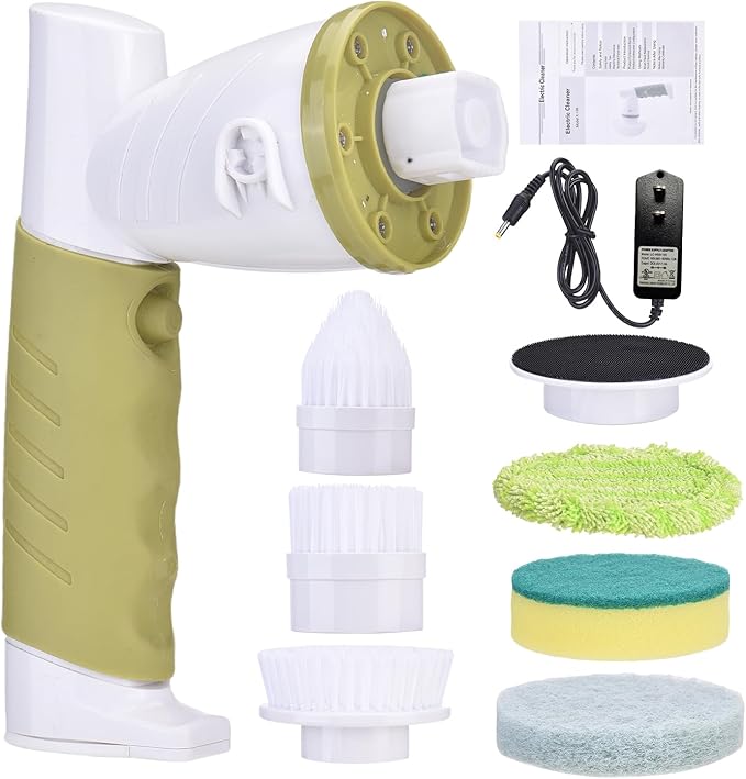 Electric Sprebber, 18W 420RPM Cordless Handheld Cleaning Brush with 6 Brush Heads for Kitchen Bathtub Tile Floor (US Plug)