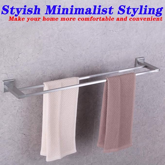 GERZWY SUS 304 Stainless Steel 30-Inch Bath Towel Bar Modern Style Bathroom Double Towel Bar Wall Mount Brushed Finish JG1902C75-LS