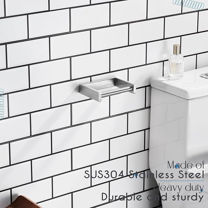 KOKOSIRI Toilet Paper Holder Spring Loaded Bathroom Toilet Roll Holder Wall Mount Stainless Steel Brushed Nickel B2011BR