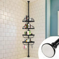 Corner Shower Caddy Tension Pole, Rustproof Bathtub Storage Organizer with 4 Adjustable Shelves, Bathroom Shower Rack Shampoo Holders for Inside Shower, 40"-120" Floor to Ceiling Shower Caddy Black