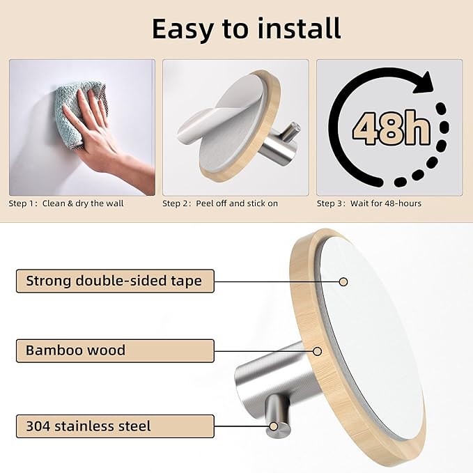 Kayqi 304 Stainless Steel Simple Multi-Function Hooks for Bedroom, Kitchen, Bathroom, Set of 6
