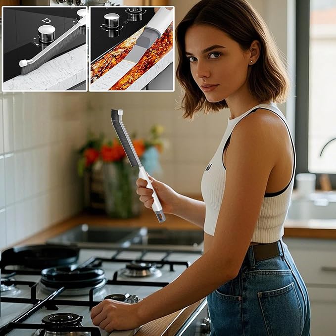 5Pcs Crevice Cleaning Brush, Grout Scrub Brush Built-in Scraper, Hard Bristle Gaps Cleaning Tool, Multifunctional House Clean Supplies for Kitchen, Bathroom, Corner, Sink, Cup, Teapot, Bottle, Blender