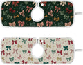 2 PCS Kitchen Sink Splash Guard 14.9 Inch Faucet Mat for Kitchen Sink Bathroom Sink Faucet Absorbing Drip Drain Mat Pad Microfiber Soft Washable Green and Beige Bows Stars