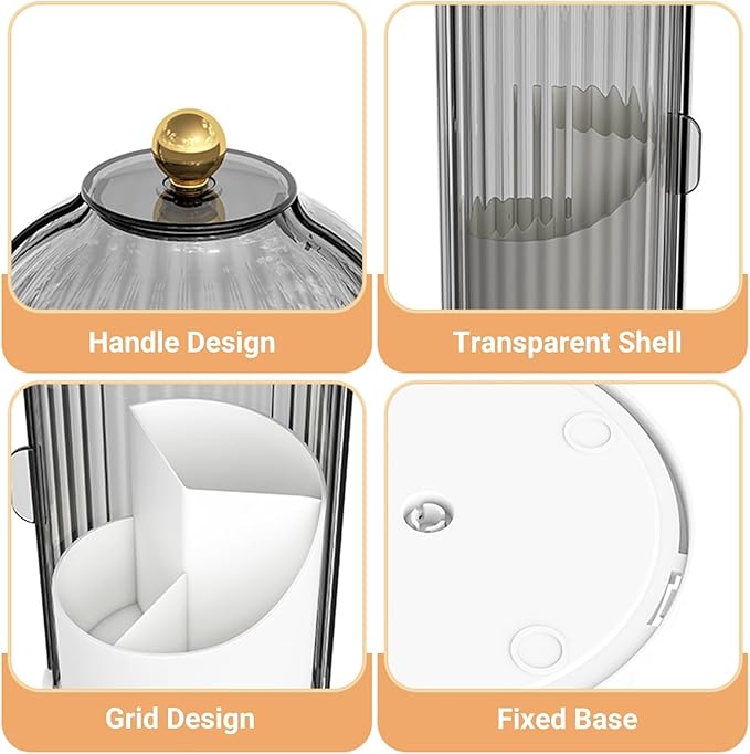 Birdcage-Style Concealed Toothbrush Holder Sliding Lid Bathroom Counter Organizer Tooth Brush Holder for Bathroom 360 Rotating Waterproof Dustproof Makeup Brushes Storage for Vanity (White)