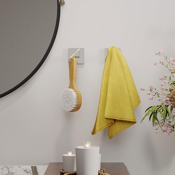 Ruacq Towel Hooks for Bathrooms, Heavy Duty Stainless Steel Square Bathroom Hooks, Wall Mounted Towel Hanger for Robe & Coat, Ideal for Kitchen, Bedroom, and Hotel Use(Chrome, 2 Pack)