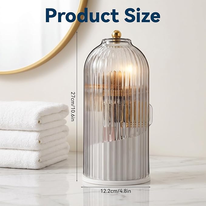 Dust Proof Toothbrush Holder, Rotating Toothbrush Holder 3 Slots with Sliding Lid Toothbrushes Organizer Tooth with Cover Brush Holders for Organizing and Storing Bathroom Countertop-Translucent Black