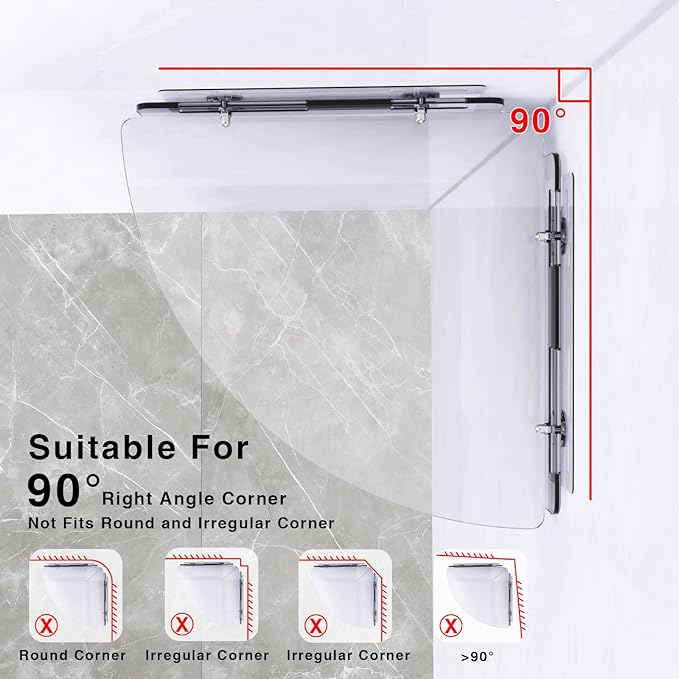 Acrylic Corner Shelves, 2 Pack Adhesive Shower Caddy Organizer for Tile Walls, Wall Mounted Clear Bathroom Shelves for Inside Shower & Kitchen Storage
