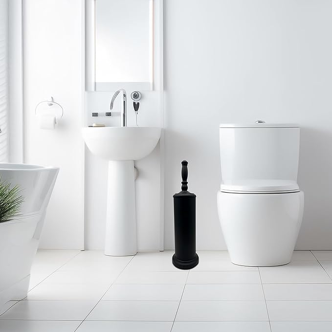 Metal Toilet Bowl Brush with Holder Premium Bathroom Cleaning Set Rustproof Hygienic Durable Elegant Finish