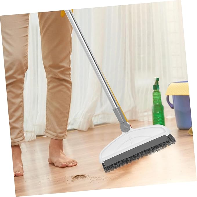 Long Handle Floor Scrub Brush with Bristles for Tile Grout and Bathroom Floor Cleaning Space-Saving Hanging Design Practical Indoor Scrubber for Easy Floor Maintenance