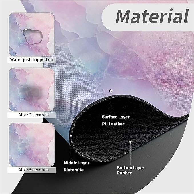 Kitchen Sink Splash Guard，Soft pastel colored marble Faucet Mat Sink Gadgets-Super Absorbent Fast Drying Mat Drip Catcher for Kitchen, Bathroom,Sink Mat, Dish Drying Mat, Bathroom(15" X 5.5" )