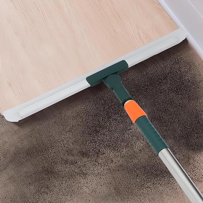 Ciieeo Silicone Shower Squeegee Long Handle 36cm, Bathroom Tile Floor Scraper for Glass and Wall Cleaning, Rotating Head Water Wiper for Kitchen and Bathroom Use