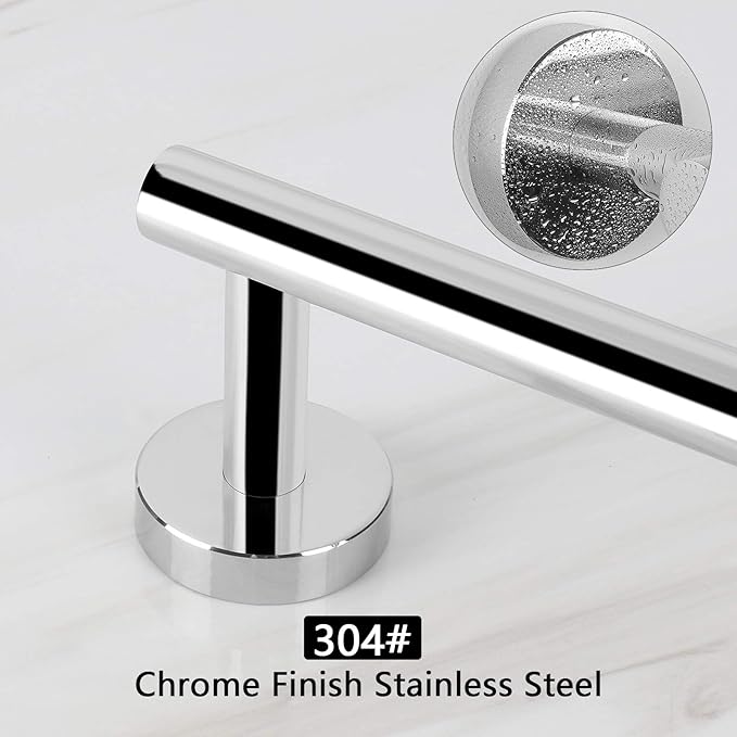 NearMoon Bathroom Towel Bar, Bath Accessories Thicken Stainless Steel Shower Towel Rack for Bathroom, Towel Holder Wall Mounted (1 Pack, Chrome Finish, 24 Inch)