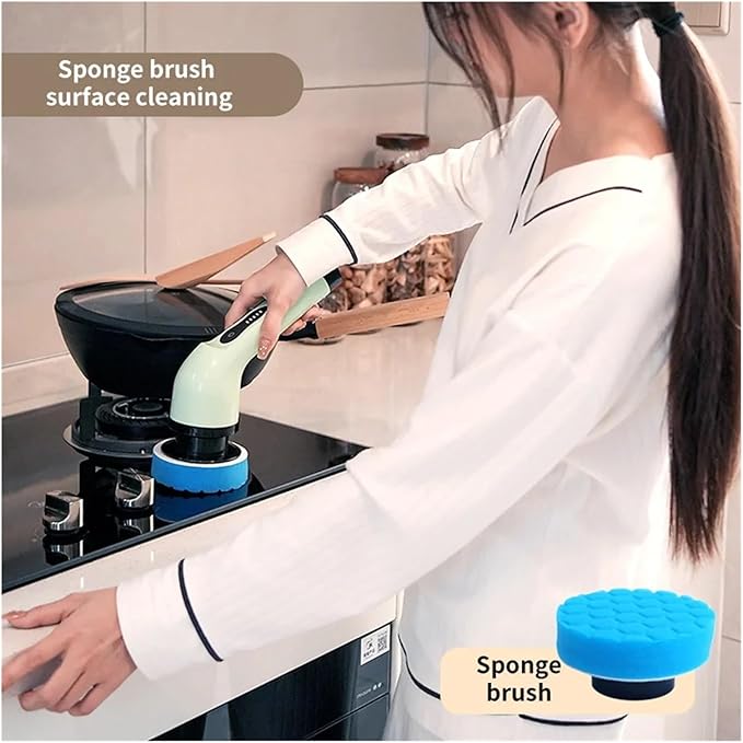 Fit for 9-in-1 Electric Cleaning Brush - Versatile Spin Scrubber for Kitchen, Bathroom, and More(Green 6 Heads)
