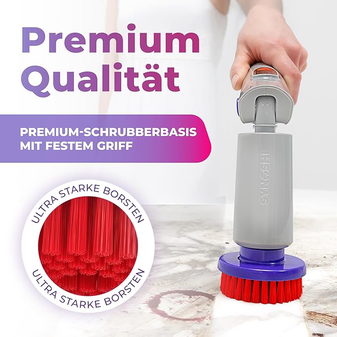 Synoshi PRO Electric Spin Scrubber Bundle – Shower Scrubber with Long Handle Extension & Cone Brush Heads – Bathroom Scrubber, Floor Scrubber & Bathtub Scrubber Electric Cleaning Tool