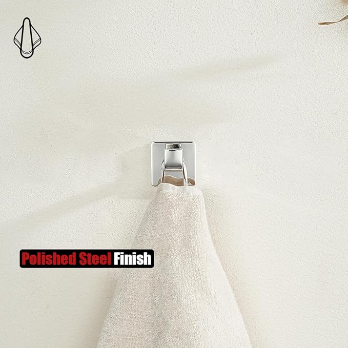 JQK Bathroom Towel Hook Chrome, Coat Robe Clothes Bath Wall Hooks for Kitchen Garage SUS 304 Stainless Steel Thick 0.8mm, 2 Pack Polished Chrome, TH250-CH-P2